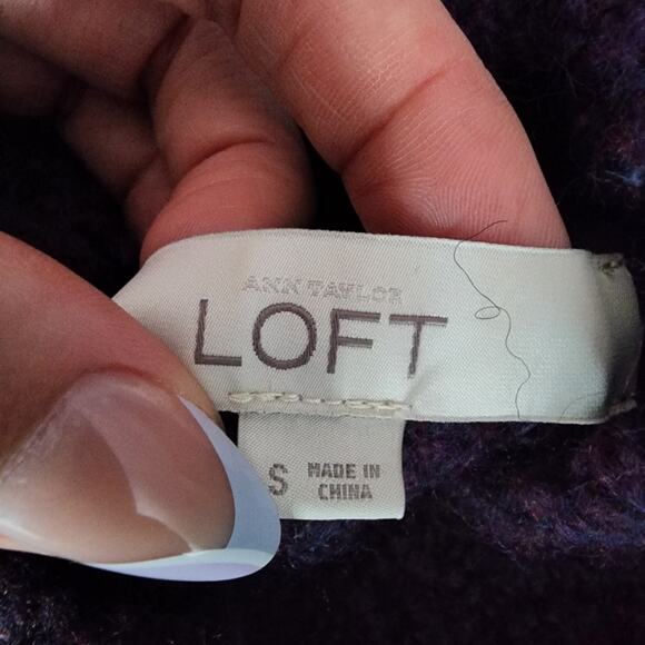 Ann Taylor Loft Wool Blend Purple Mock Neck Knit Sweater | Women's Small - Picture 11 of 12